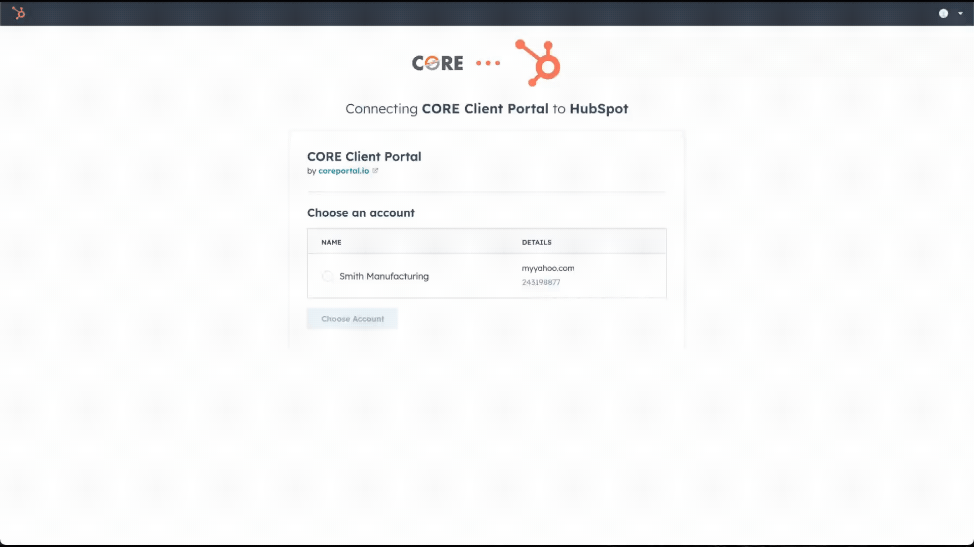 CORE Setup Choose Your Account No Background