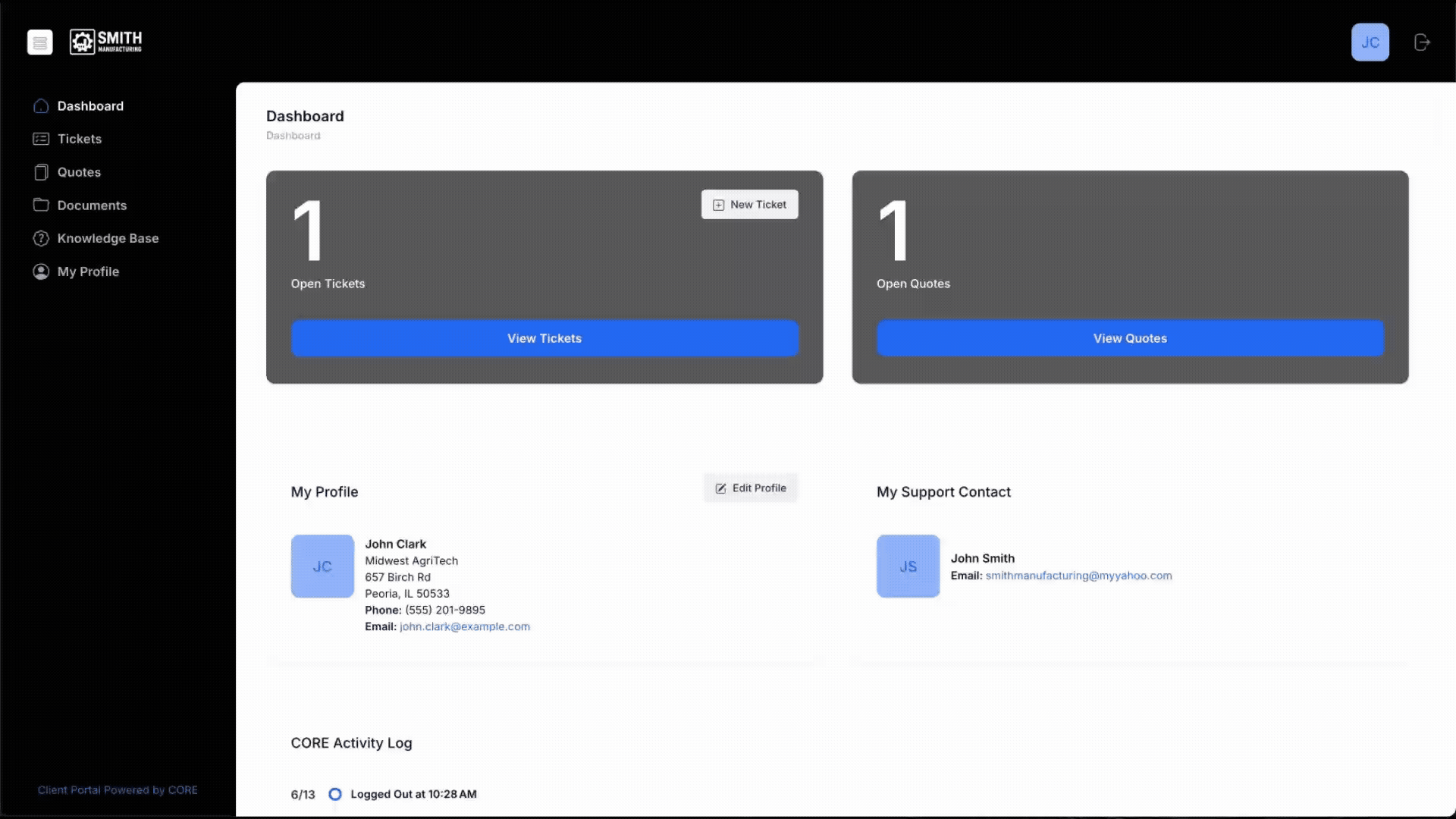 CORE User Ticket Management No Background